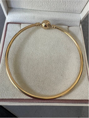 Authentic Pandora 14K Solid Gold Bangle Bracelet 8.3”